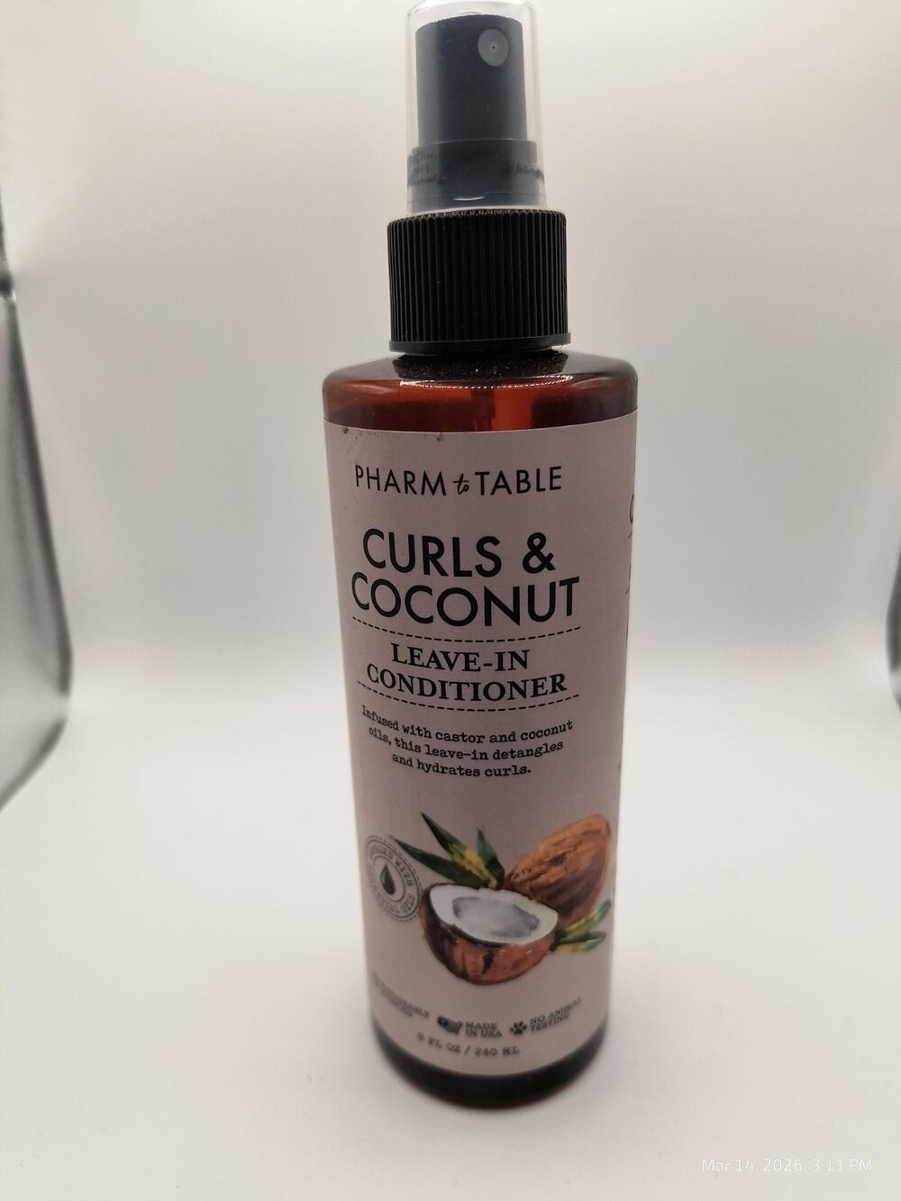 Pharm to Table Spray Curls Coconut Leave-In Conditioner 8oz Strengthen Nourish